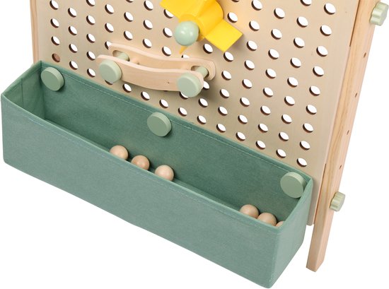 Sunny Mika Activités – Petit âne en bois pour enfants – Âne ludique avec tableau blanc, tableau à craie, tableau magnétique et tableau à picots – Comprend un rouleau de papier, des aimants, des craies, une gomme, des accessoires pour le tableau à picots e