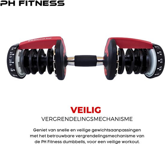 Ensemble d'haltères réglables DH FitLife 2026 - de 2,5 à 25 kg - 18 positions de poids