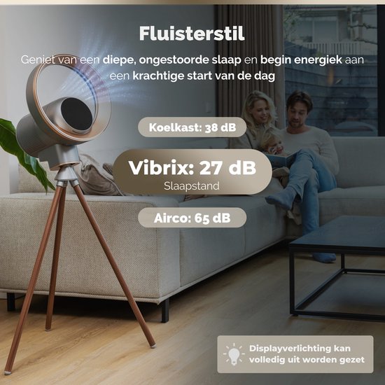 Vibrix Design Purificateur d'air Living Room avec app - 50 m² - Filtre HEPA - Ioniseur - Filtre à air - Purificateur d'air - Air Cleaner - AURAFLOW - CADR 275 m3/h - Télécommande