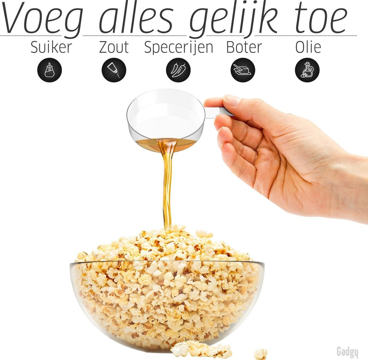 Gadgy Popcorn Machine - Hetelucht Popcornmaker - 1100 watt - met Maatschep - Popcornmakers kinderfeestje