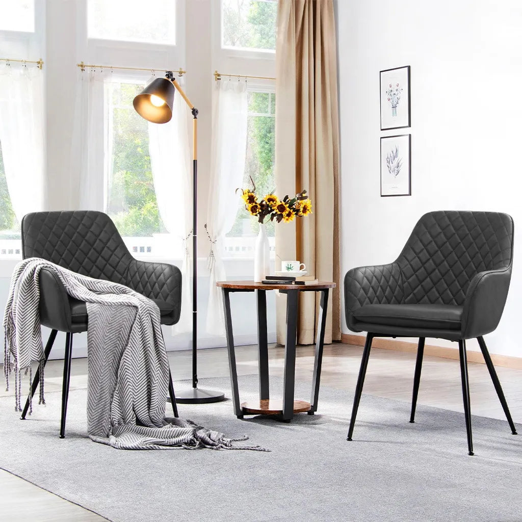 Yaheetech : lot de 2 chaises de salle à manger avec revêtement en velours et accoudoirs - Gris foncé - 57,5 x 58 x 86,5 cm