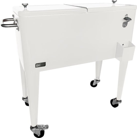 AXI Retro Cooler Blanc - Glacière à roulettes - Capacité de 76 L - Glacière avec robinet de vidange