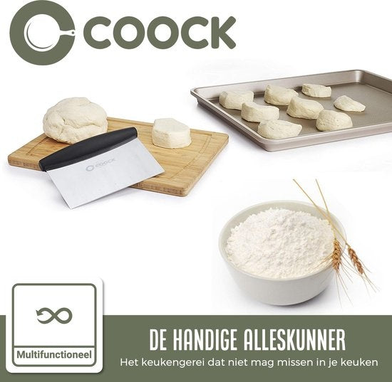 COOCK - Coupe-pâte ergonomique en acier inoxydable - Grattoir à pâte - Couteau à pizza - Coupe-légumes - Grattoir à gâteaux et à tartes