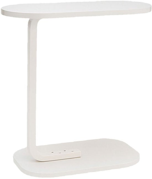 Ceruzo Side Table - Table banc blanche - Métal et bois - Table basse - Forme C - Compacte - 45x28x60cm
