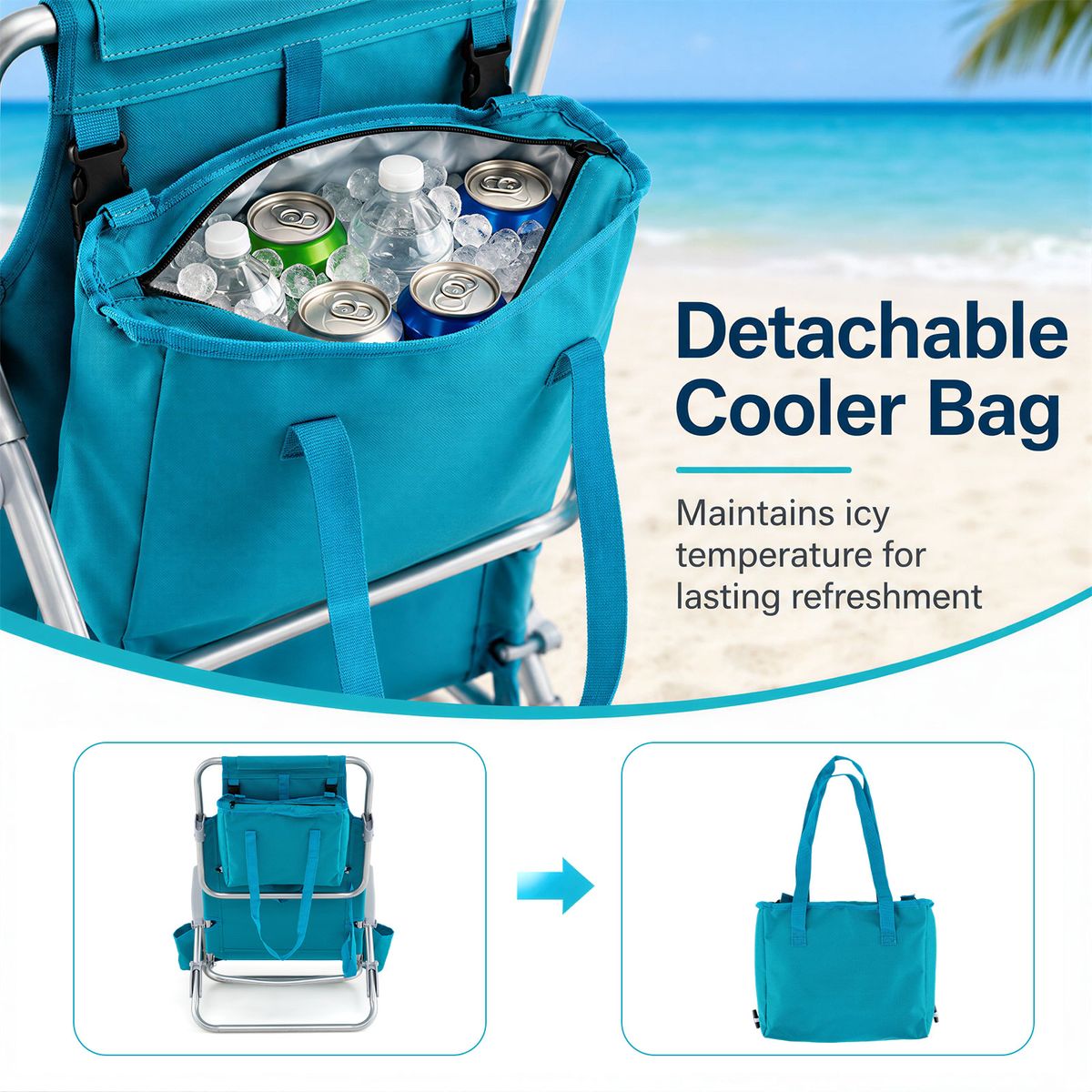 Ensemble de 2 chaises de plage Coast - pliables, avec dossier et appui-tête réglables - turquoise
