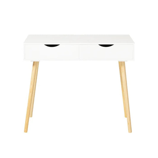Bureau avec 2 tiroirs, SoBuy, Table De Bureau, 90 x 45 x 77 cm, Blanc