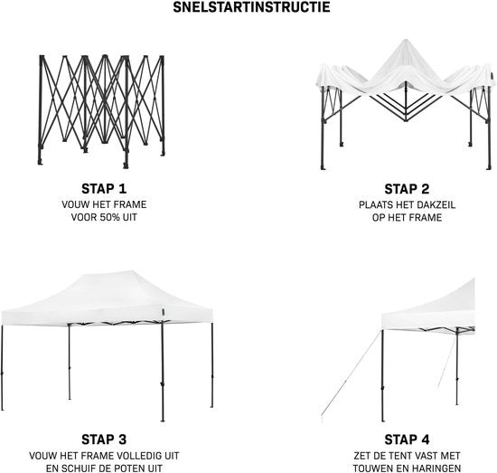 Tente de fête VONROC - 3 x 4,5 m – Tente de fête Premium à montage facile – Conception modulaire – Pliable – Imperméable – Armature en acier – Protection UV 50+ – Sac de rangement inclus – Blanc