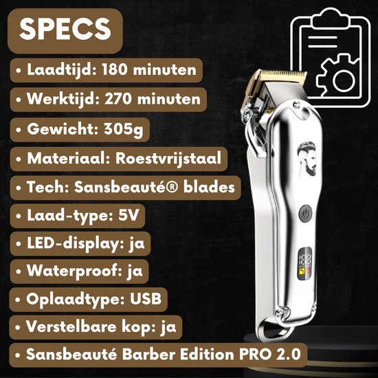 Tondeuse professionnelle sans fil - Tondeuse à cheveux pour hommes - Cheveux - Tondeuse à cheveux - Machine à cheveux pour coiffeurs - Tondeuse à cheveux - Barbe - Tondeuse - Barber Hair Clipper - Barber Trimmer - Hairdresser's Kit