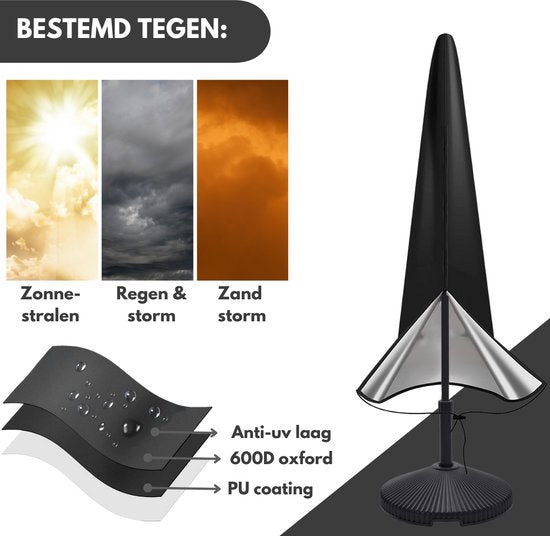 VAIVE Housse de parasol imperméable 600D avec fermeture éclair - Pour parasol flottant et parasol sur pied