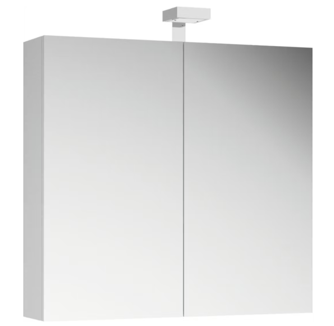 Allibert Armoire de toilette 80x70x15 cm - Blanc brillant avec éclairage LED et intérieur miroir