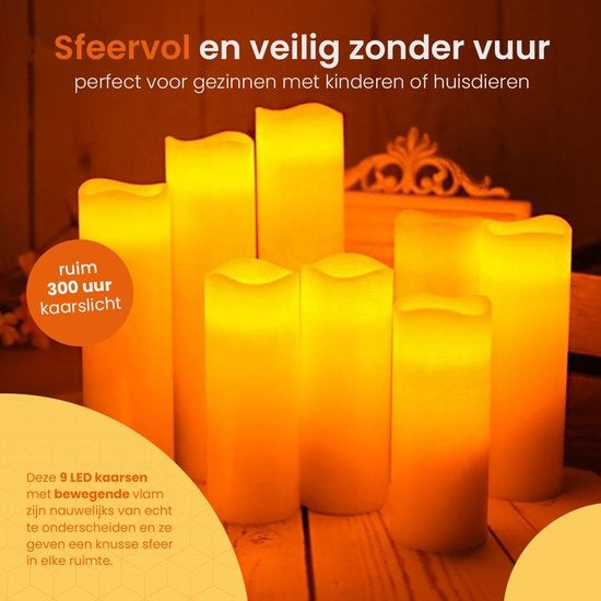 Bougies LED Goliving avec télécommande - flamme mobile - cire véritable - 2 télécommandes - lot de 9