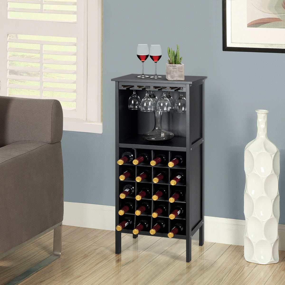 Etagère en bois en bois pour bouteilles de vin ? Etagère en bois pour bouteilles de vin style colonial noir