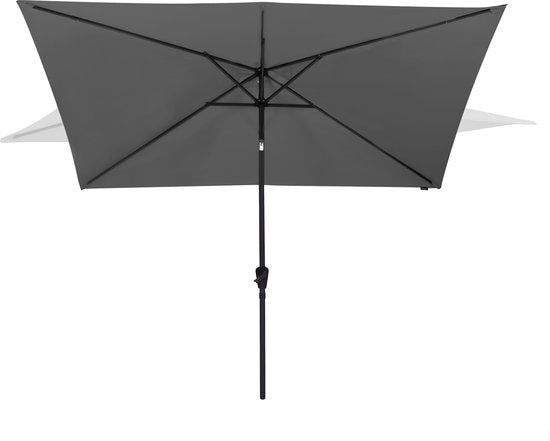 VONROC Premium Parasol Stick Rapallo 200x300cm - Housse de protection incluse - Parasol rectangulaire - Inclinable - Toile résistante aux UV - Gris