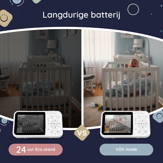 Numsy One Baby Monitor avec caméra - écran 2.8 - vision nocturne - VOX/ECO - fonction Talk-back