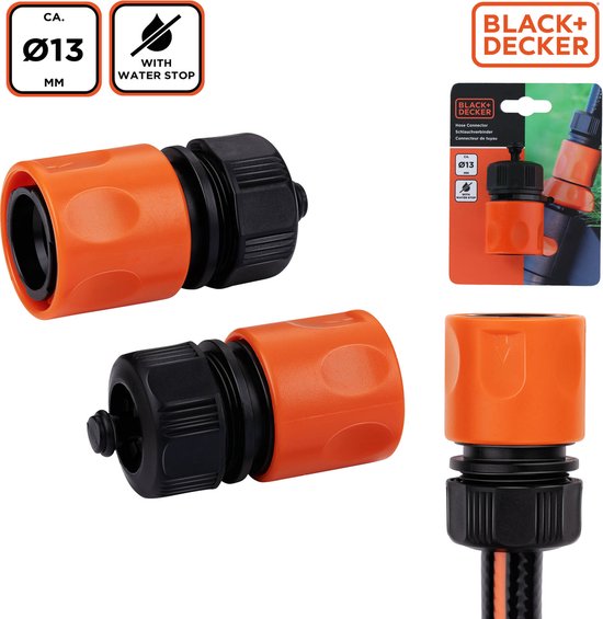 BLACK+DECKER Connecteur de robinetterie 1/2 - ⌀ 13 MM - Connecteur - Plastique - Noir