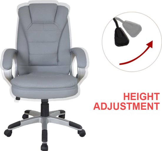Fauteuil pivotant - fauteuil de direction - réglable ergonomiquement - rembourrage extra épais - gris