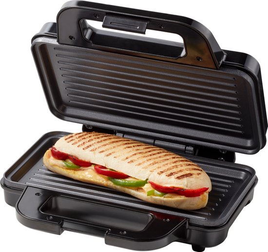 Tomado TGP2001S - Fer à Toasti XXL - Gril à panini - Sans PFAS - Toasti maker - 900 watts - Noir/acier inoxydable