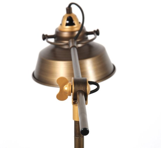 Lampe de table industrielle en bronze Nove 1321BR de Mexlite, hauteur 67 cm, avec douille E27 et structure orientable et inclinable, idéale pour un usage intérieur