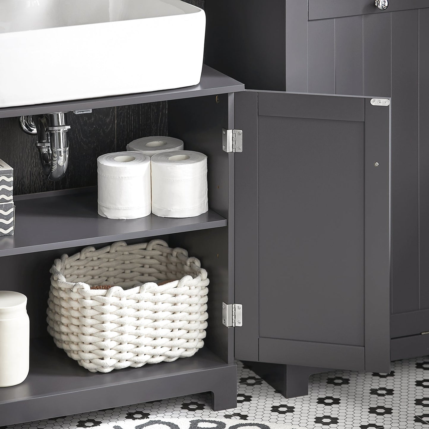 SoBuy Meuble de rangement à 2 niveaux - 60 X 29 X 60cm - gris