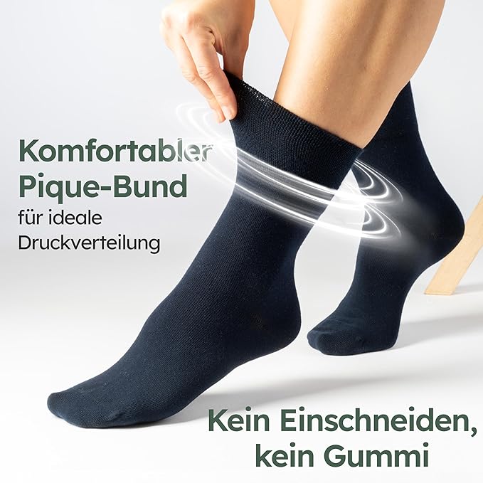 Herowerk Chaussettes de confort pour femmes et hommes 6 paires - Chaussettes de santé extra larges en 97% coton - Sans élastique à la taille - Chaussettes de confort maximal - Taille 47-50