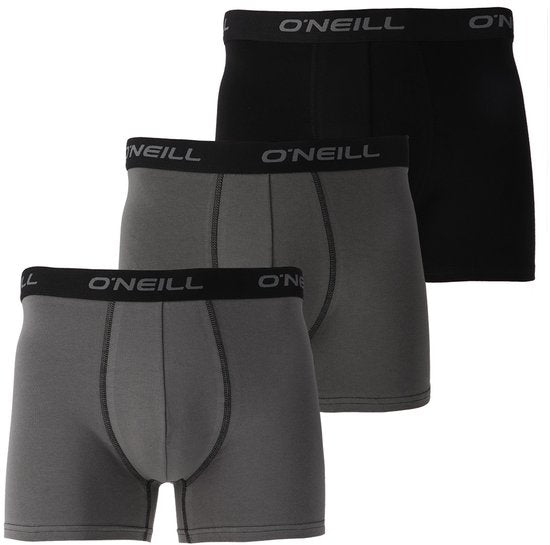 Boxer O'Neill Hommes - Pack de 3 - Taille S - Gris/Noir