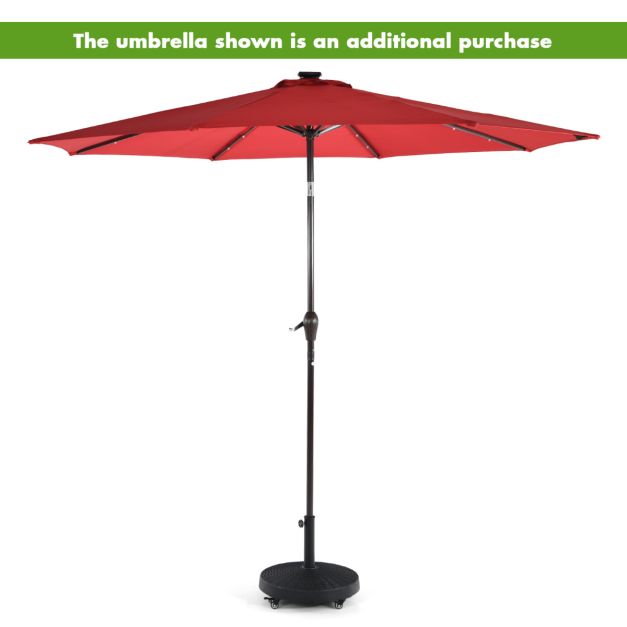 Pied de parasol à roulettes Coast Black - 23 kg, Ø52 cm, Hauteur 43.5 cm - Convient aux tiges de parasol de 38/48 mm