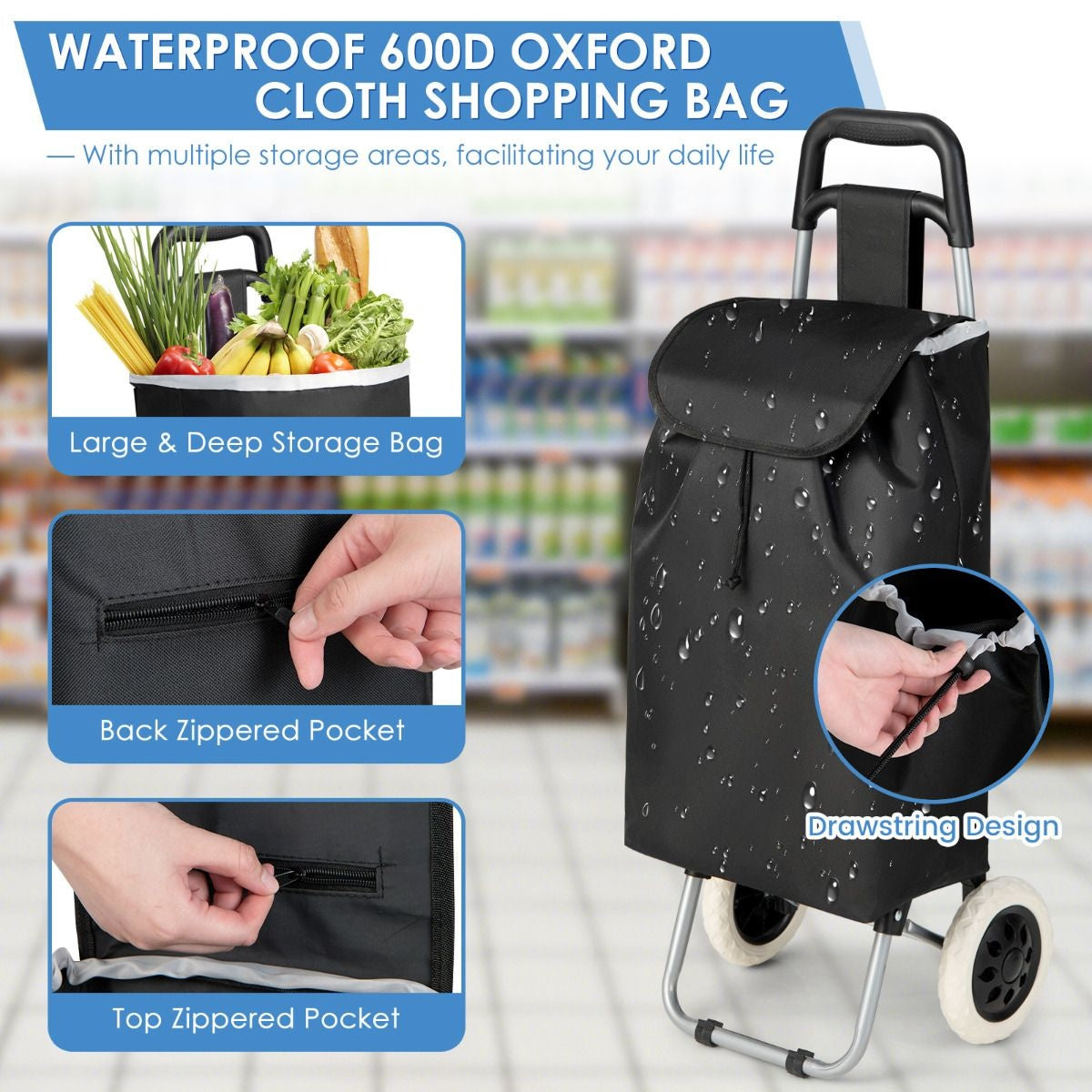 Coast Chariot de supermarché - Max. 35 kg - Noir
