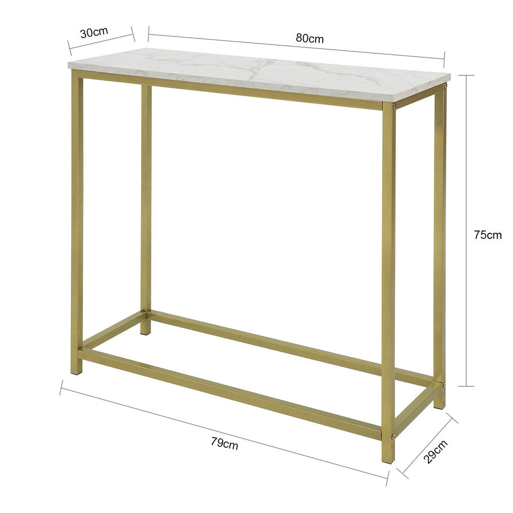 SoBuy Table console - Plateau blanc - Cadre doré - 80x75x30 cm - FSB29-G