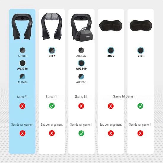 Auronic Shiatsu Coussin de massage - Appareil de massage électrique pour la nuque - Appareils de massage - Appareil de massage pour la nuque et les épaules - Infrarouge - Noir