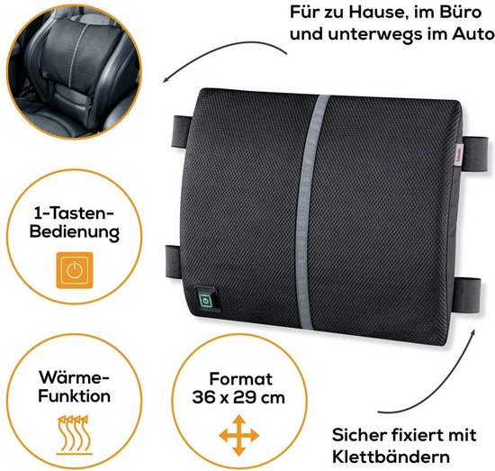 Beurer HK 70 Dossier électrique chauffant - Coussin chauffant ergonomique pour le dos et la chaise - Fixation universelle - Convient à la voiture et au bureau - Chauffage rapide - Arrêt automatique - Garantie 5 ans : exclusive at Bol.com