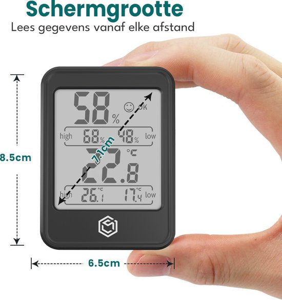 Ease Electronicz Hygromètre Min/Max - Humidimètre - Station météo numérique - Humidimètre - Thermomètre d'intérieur - Avec éclairage