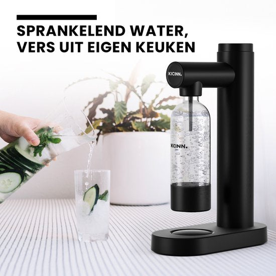 Kicinn Sparkler - Production d'eau gazeuse - Production de soda - avec bouteille effervescente en PET - Noir