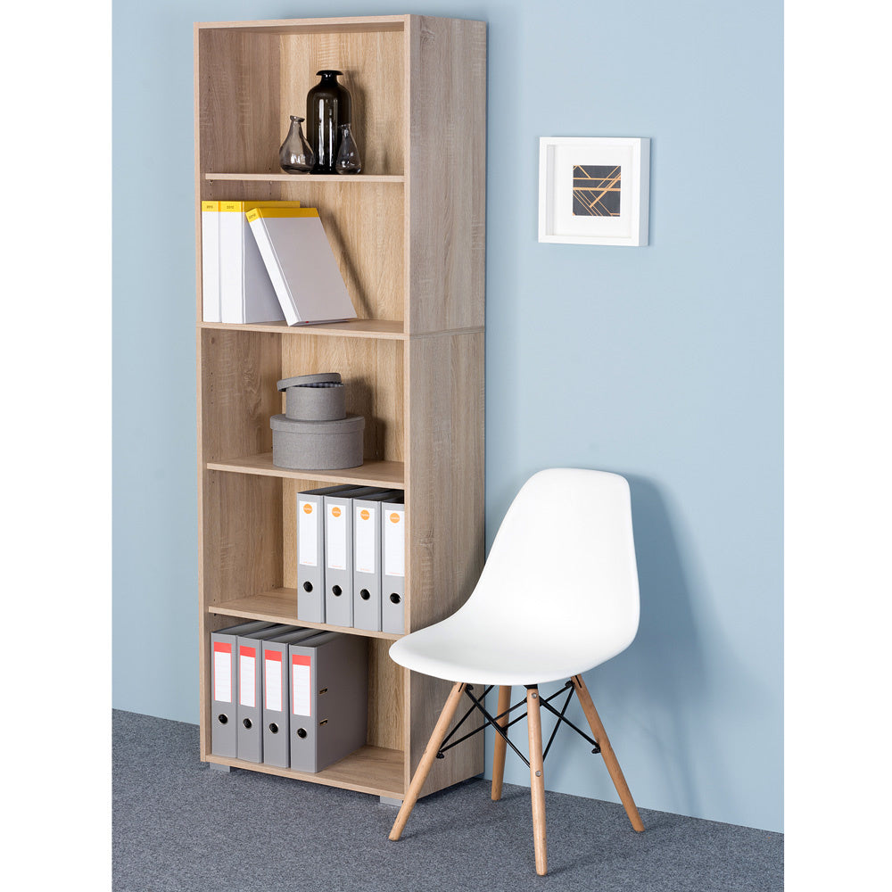 Bibliothèque Vela - 5 compartiments - chêne - 190cm