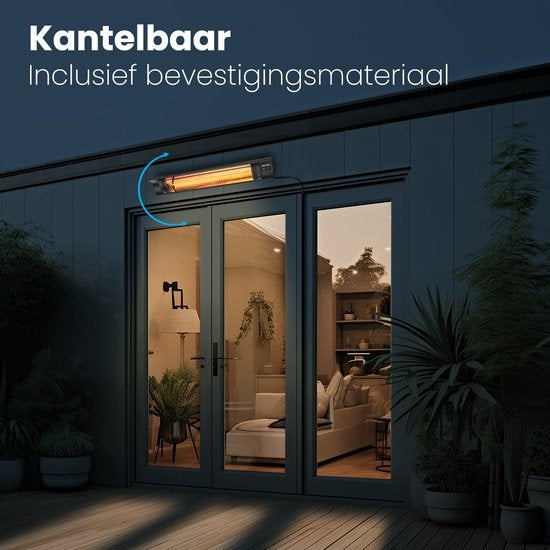 Auronic Chauffage de terrasse - Infrarouge - Chauffage - Électrique - 2500W - Télécommande - 4 niveaux - Noir