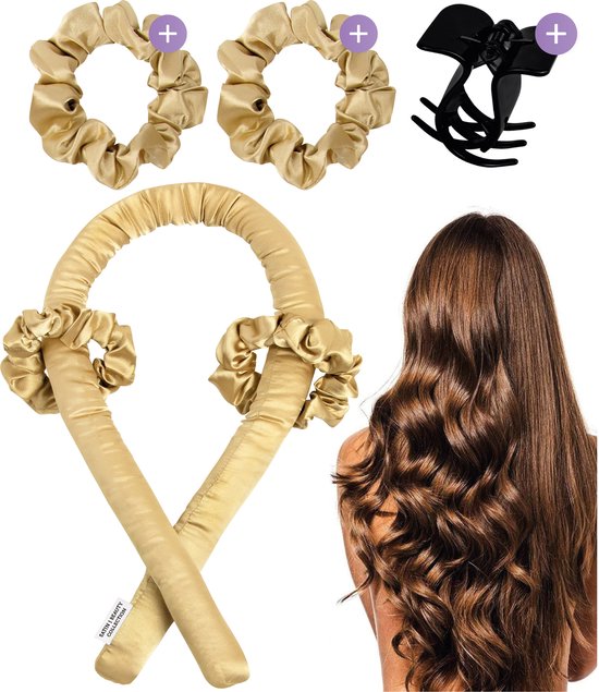 Soft & Silky Heatless curls - Satin - Incl. 2 chouchous et 1 pince à cheveux - Rouleaux à cheveux - Boucles - Boucles sans chaleur - Boucle à cheveux - Produits pour cheveux bouclés