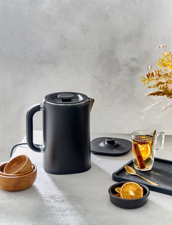 Bouilloire électrique FRITEL WK 2595 - Bouilloire à eau chaude / Bouilloire à thé - 1,7 litre - 1 500 W - Double paroi - Écran tactile - Fonction « Keep-Warm » - Noir mat