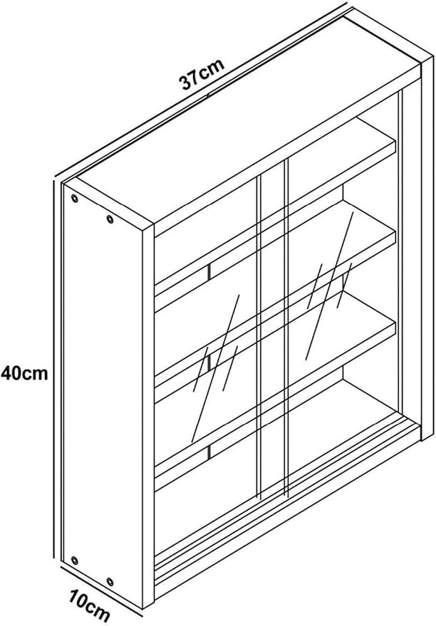 VCM Agisa S Vitrine suspendue - Vitrine murale en verre trempé, 3 étagères réglables, moderne et peu encombrante - Blanc - 40x37x10 cm