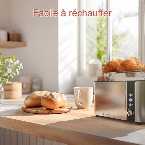 Grille pain - KitchenBrothers - Toaster - 6 niveaux de chaleur - 1520W - inox/noir