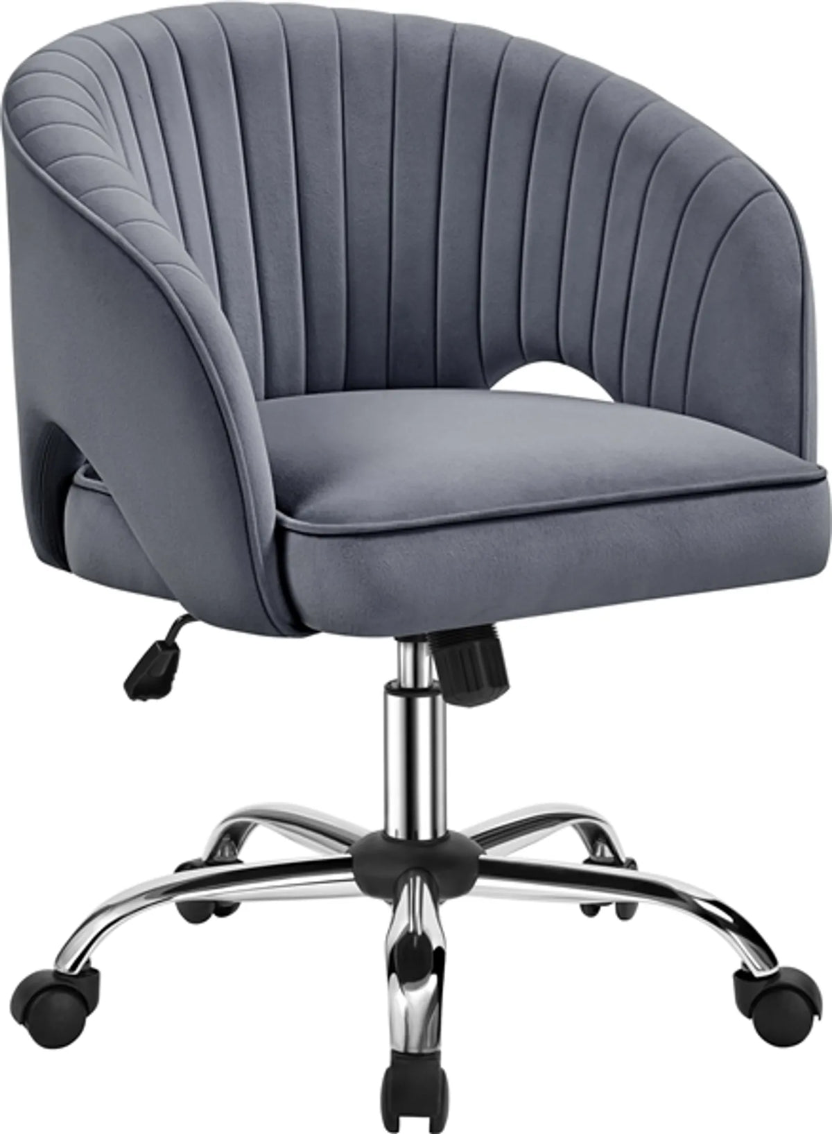 Yaheetech Fauteuil de bureau Fauteuil - 60 x 56,5 x 73-83 cm - rembourrage doux comme du velours, hauteur d'assise réglable et fonction relaxante - pour bureau et hall d'accueil - polyester gris foncé et métal