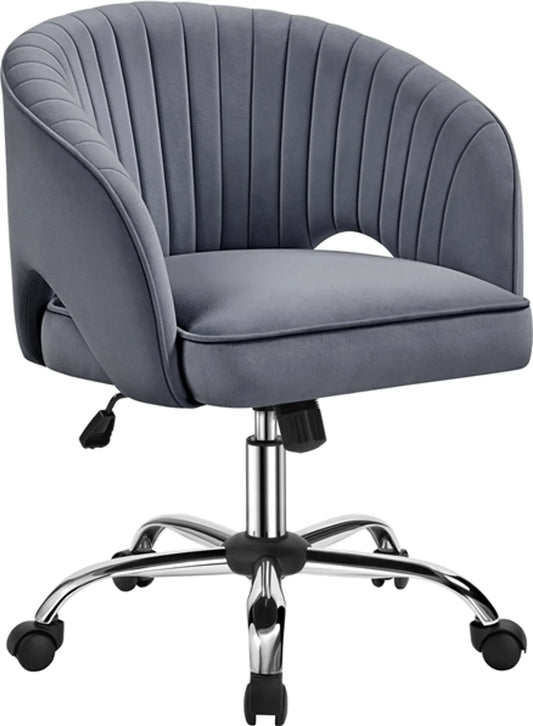 Yaheetech Fauteuil de bureau Fauteuil - 60 x 56,5 x 73-83 cm - rembourrage doux comme du velours, hauteur d'assise réglable et fonction relaxante - pour bureau et hall d'accueil - polyester gris foncé et métal