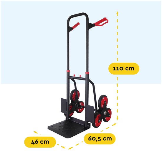 BRASQ Chariot d'escalier - Acier - Capacité 120KG - Chariot de transport - Aide au transport - Pliable - Chariot d'escalier