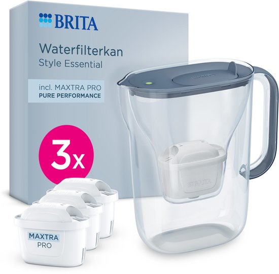 Carafe filtrante BRITA Style Essential Cool stone blue + 3 cartouches MAXTRA PRO Pure Performance (SIOC)