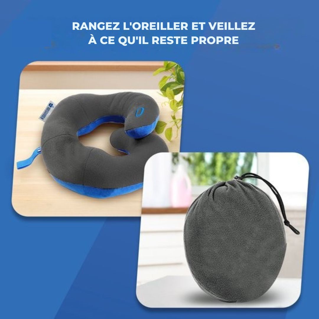 Oreiller de cou Roegaarden avion - voyage - Avec sac de transport - gris