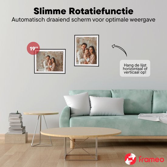 Cadre photo numérique Denver 19 pouces - HD - Frameo App - Cadre photo - WiFi - 32GB - IPS Touchscreen - PFF1970