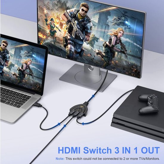 Répartiteur HDMI - Commutateur HDMI - 4K Ultra HD - 3 entrées - 1 sortie - Répartiteur HDMI - Haute vitesse, 3 ports - Répartiteur 3-en-1 - compatible avec les téléviseurs, PC, Roku, Fire TV Stick, Xbox, PS5, PS4, lecteurs Blu-Ray, projecteurs et écrans H
