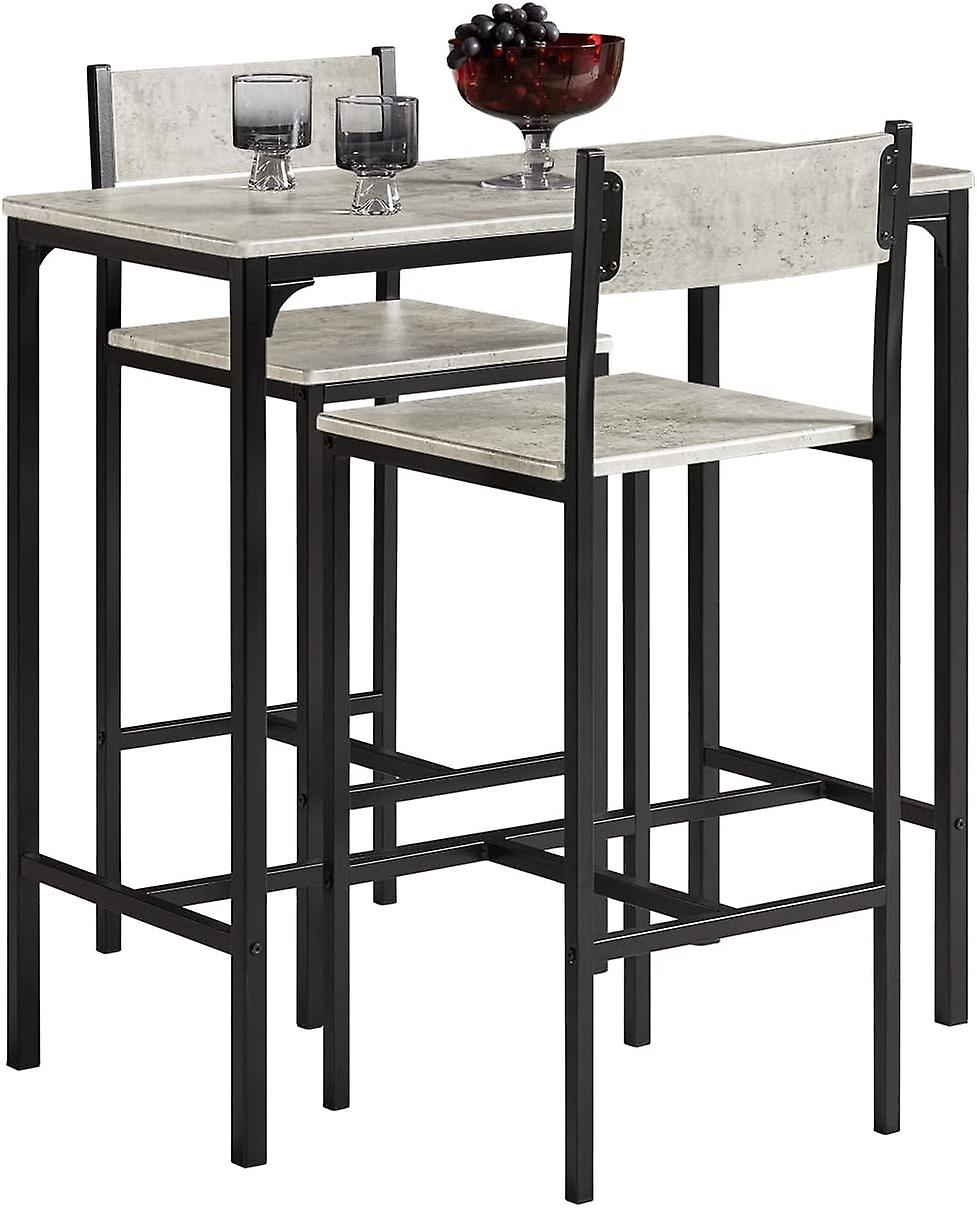 SoBuy Ensemble de table de bar 3 pièces - OGT03-HG - 2 tabourets inclus - Gris - Hauteur d'assise : 67cm