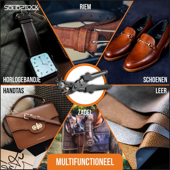 SolidStock : Perforateur professionnel pour ceinture - Règle de mesure incluse - Perforateur - Pince revolver - Noir
