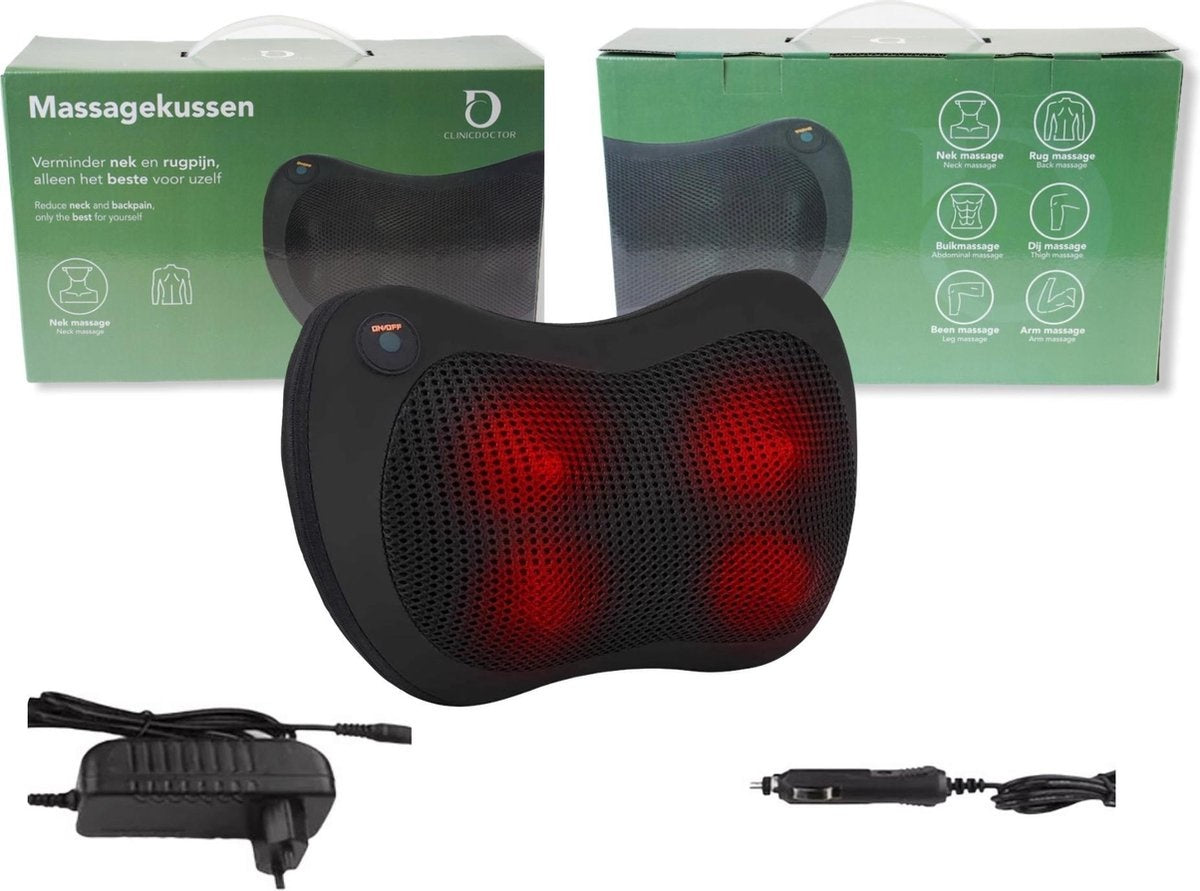 Auronic Coussin de Massage Shiatsu - Appareil électrique pour le cou et le dos - avec fonction chaleur - Noir