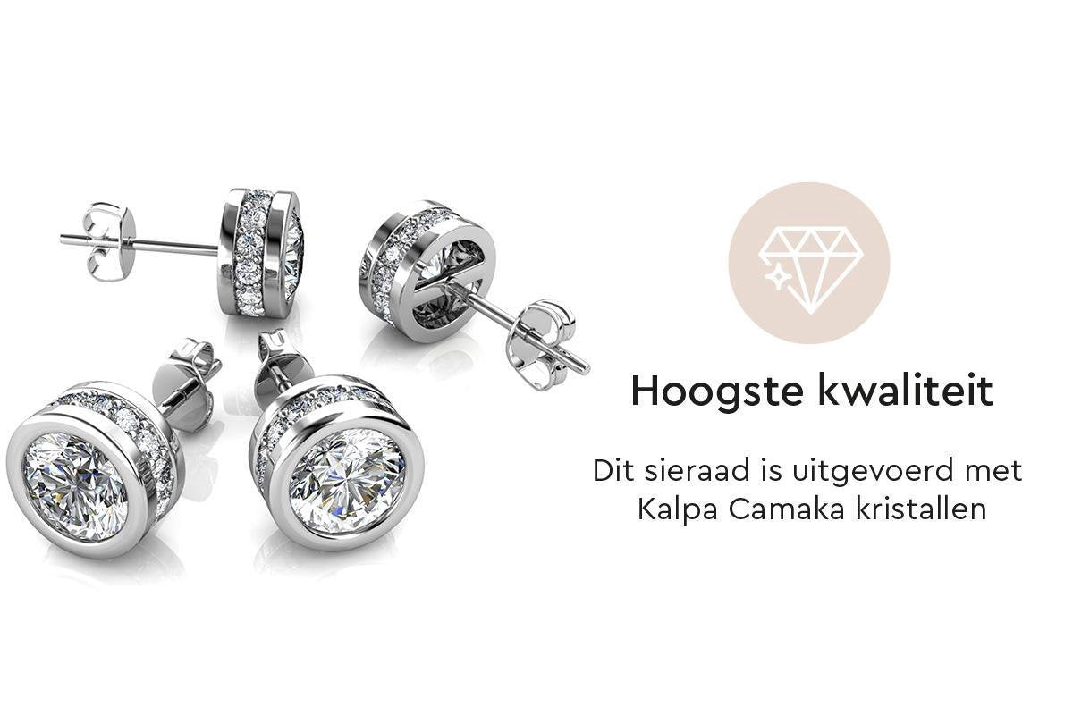 Yolora Boucles d'oreilles pour dames avec cristaux ronds Kalpa Camaka - couleur argent - plaqué or blanc 18K - Cadeau de fête des mères