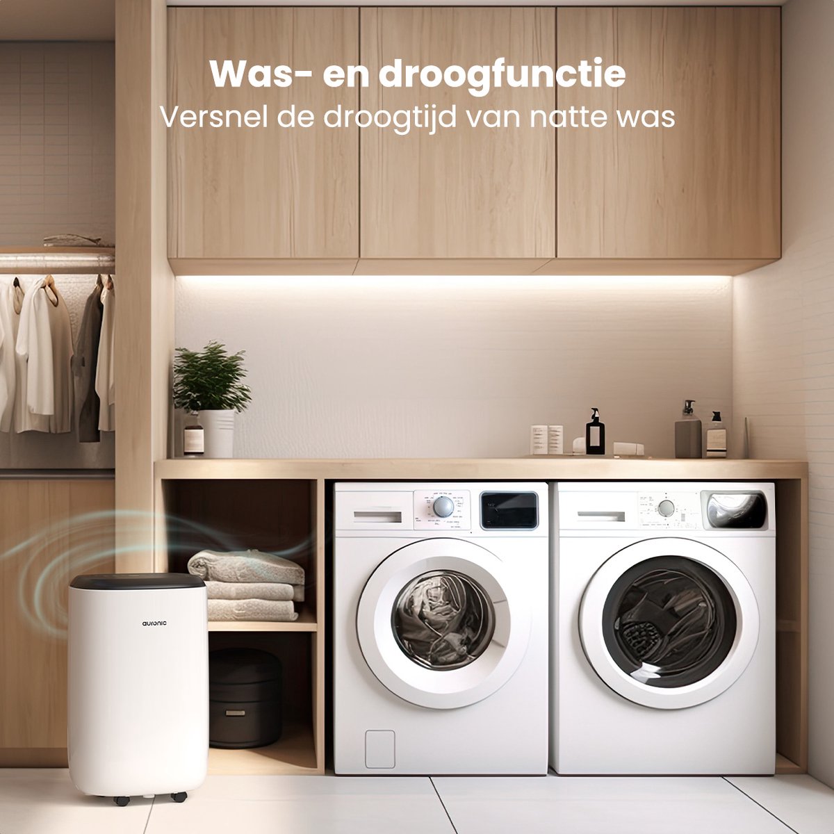 Déshumidificateur et purificateur d'air Auronic - Série Pro Plus - Chambre et salon - Déshumidifie 10L par jour dans la maison - Fonction Lavage-Séchage - Blanc